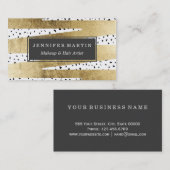 芸術的でシックな金ゴールド及び黒いジグザグ形及び抽象芸術 名刺 (正面/裏面)