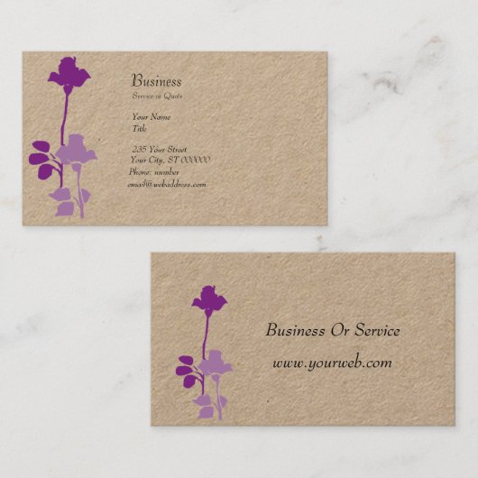 芸術的でユニークな紫色のバラの芽の水彩画 名刺 (正面/裏面)