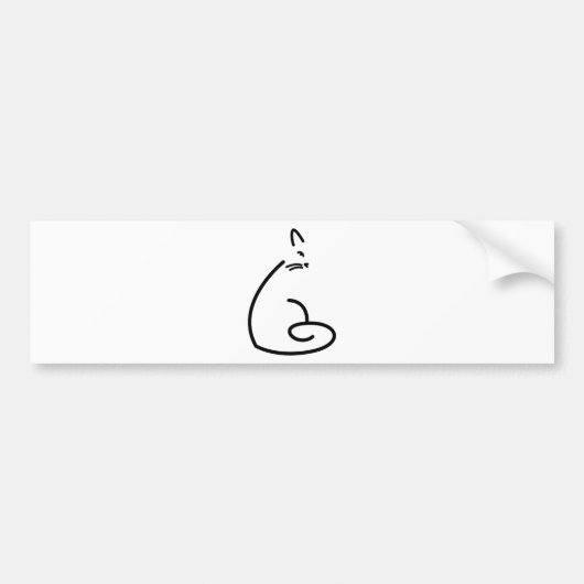 芸術的で渦巻形のな猫のシルエット バンパーステッカー (正面)