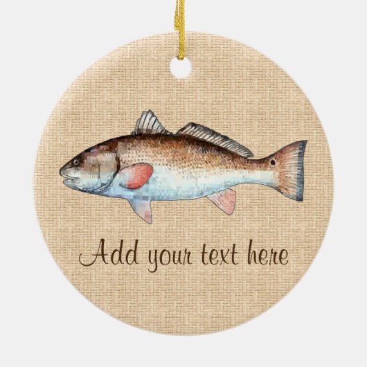 芸術的で自然なRedfish セラミックオーナメント (裏面)