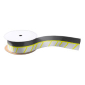 芸術的で黒いネオン黄色いモダンは縞で飾ります サテンリボン (リール)
