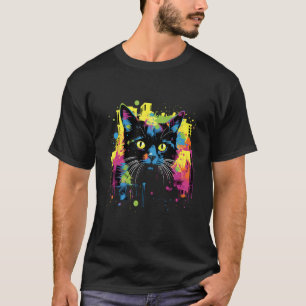 芸術的なひげの都会の猫の絵 ストリートアート Tシャツ