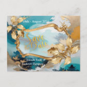 芸術的なアジアのオリエンタルな波と風景 案内ポストカード (正面)