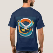 芸術的なイラストのダイナミックなハクトウワシ Tシャツ (裏面)