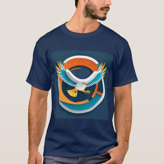 芸術的なイラストのダイナミックなハクトウワシ Tシャツ (正面)