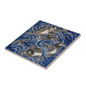 芸術的なエレガンス – 日本のヴィンテージ鯉の波 タイル (側面)