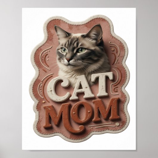 芸術的なオレンジ色のCAT MOMデザイン ポスター (正面)