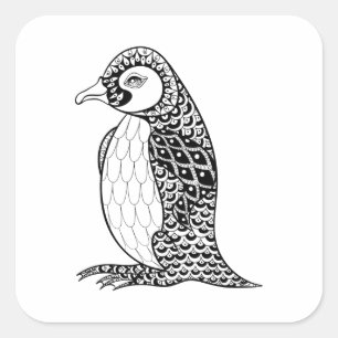 芸術的なキングペンギンZendoodle スクエアシール