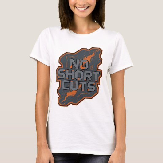 芸術的なグレーNO SHORT CUTSデザイン Tシャツ (正面)