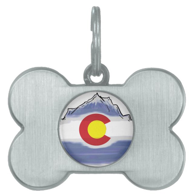 芸術的なコロラド州の旗山 ペットネームタグ (正面)