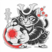 芸術的なサムライ猫サッカーのラップトップ&車用 シール (正面)