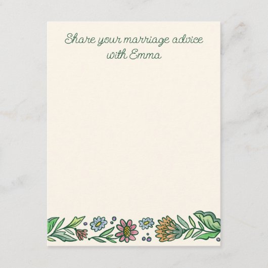 芸術的なスカンジナビアスタイルの花の結婚アドバイスカード エンクロージャーカード (正面)