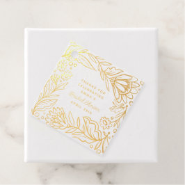 芸術的なスカンジナビアンフォークフラワーブライダルシャワースクエア フェイバータグ