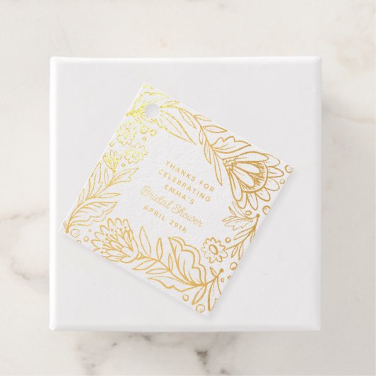 芸術的なスカンジナビアンフォークフラワーブライダルシャワースクエア フェイバータグ (箱)