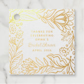 芸術的なスカンジナビアンフォークフラワーブライダルシャワースクエア フェイバータグ (正面)