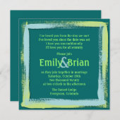 芸術的なターコイズブルーと緑のペイント結婚式の招待状 招待状 (正面/裏面)