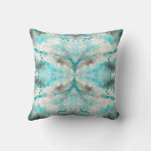 芸術的なティール(緑がかった色)の白い灰色の紙の水彩画パターン クッション (裏面)