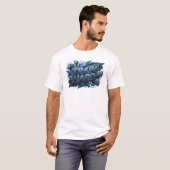 芸術的なネイビーTRAIN+HARDテキストデザイン Tシャツ (正面フル)