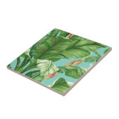 芸術的なバナナの葉及び花の水彩画の絵画 タイル (側面)