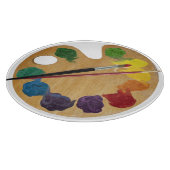 芸術的なパレットはカラーホイールにブラシをかけます カッティングボード (角)