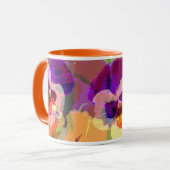芸術的なパンジーのカスタムな文字の母の日のマグ マグカップ (正面左)