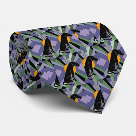 芸術的なヒョウ猫のアールデコのデザイン ネクタイ (ロール)