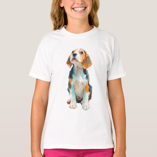芸術的なビーグル子犬印象派子供服 Tシャツ (正面)