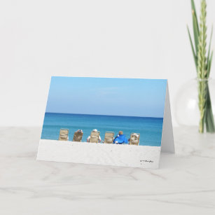 芸術的なビーチ場面、リラックスしている家族ブランク カード