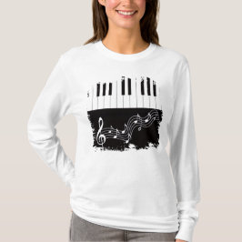 芸術的なピアノの鍵盤 トレブルクレフ 音符 Tシャツ