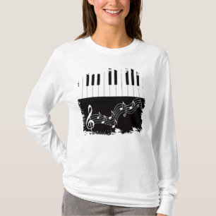 芸術的なピアノの鍵盤 トレブルクレフ 音符 Tシャツ