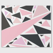 芸術的なピンクの黒の抽象芸術の三角形パターン ラッピングペーパー (フラット)