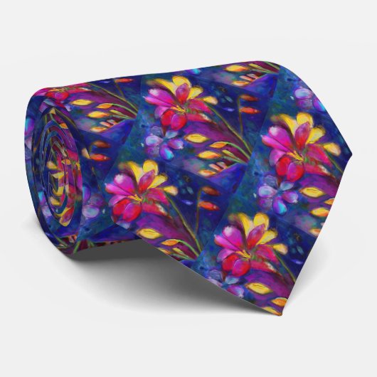 芸術的なフリージアの花のタイ ネクタイ (ロール)