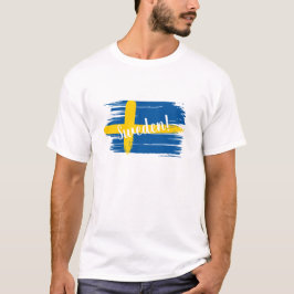 芸術的なブラシストローク スウェーデンの旗 Tシャツ