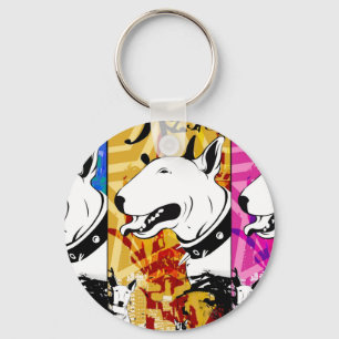 芸術的なブルテリア犬の品種デザイン キーホルダー