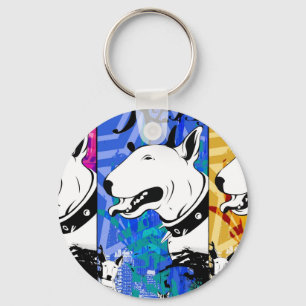 芸術的なブルテリア犬の品種デザイン キーホルダー