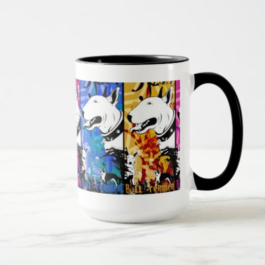 芸術的なブルテリア犬の品種デザイン マグカップ (右)