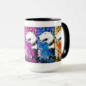 芸術的なブルテリア犬の品種デザイン マグカップ (正面右)