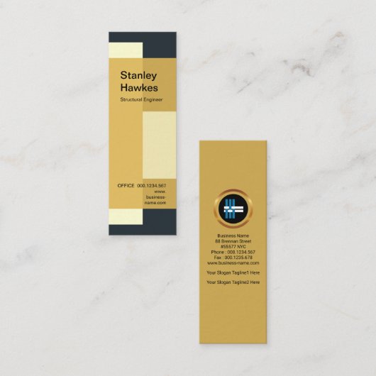 芸術的なブロックの構造工学技術者 スキニー名刺 (正面/裏面)