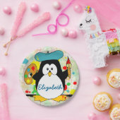 芸術的なペンギンペインターは個人化なります ペーパープレート (パーティー)