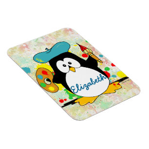 芸術的なペンギンペインターは個人化なります マグネット