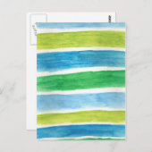 芸術的なポストカード 水彩のストライプ ポストカード (正面/裏面)