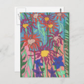 芸術的なポストカード 豊かな庭園 ペンとインクのアート ポストカード (正面/裏面)