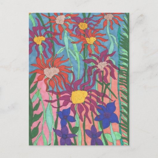 芸術的なポストカード 豊かな庭園 ペンとインクのアート ポストカード (正面)