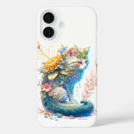 芸術的なマジェスティック・キティ・キャットイラスト iPhone 16ケース