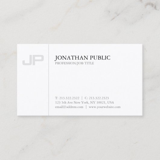 芸術的なモノグラムの平野の創造的なデザインの贅沢 名刺 (正面)