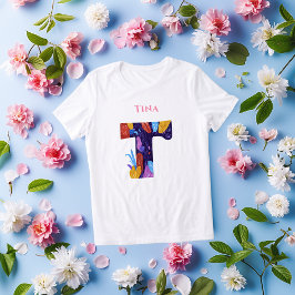 芸術的なモノグラム - Tの文字 太字でカラフルなギフト トライブレンドTシャツ