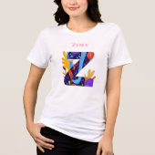 芸術的なモノグラム - Zの文字 太字とカラフル トライブレンドTシャツ (正面)