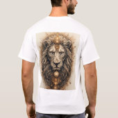 芸術的なライオンのゴールデンジオメトリック Tシャツ (裏面)