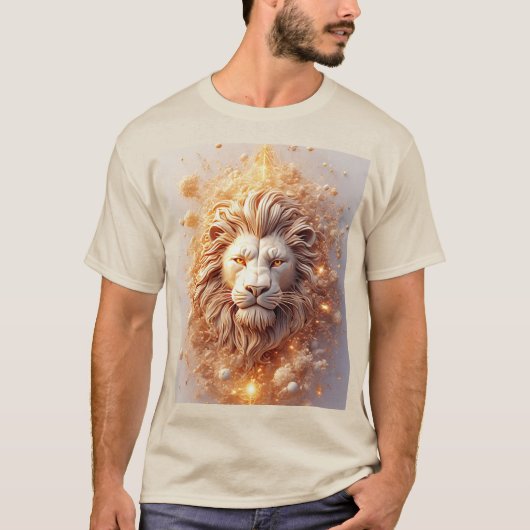 芸術的なライオンのゴールデンジオメトリック Tシャツ (正面)
