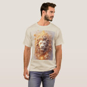 芸術的なライオンのゴールデンジオメトリック Tシャツ (正面フル)